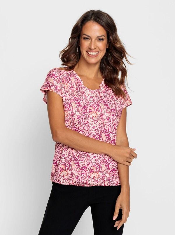 Patrizia Dini By Heine Shirt Met Print En Rimpeling Heide/papaja Bedrukt