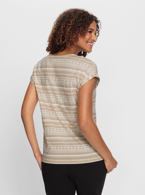 Patrizia Dini By Heine Shirt Met Print En Ronde Hals Beige/ecru Bedrukt