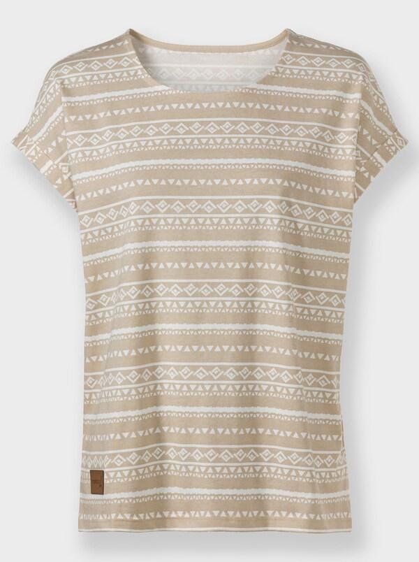 Patrizia Dini By Heine Shirt Met Print En Ronde Hals Beige/ecru Bedrukt
