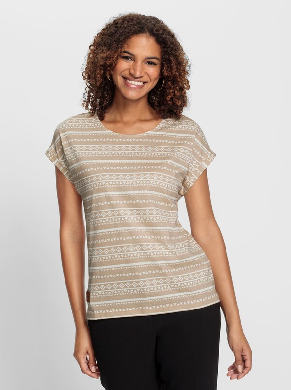 patrizia dini by heine Shirt met print en ronde hals beige/ecru bedrukt