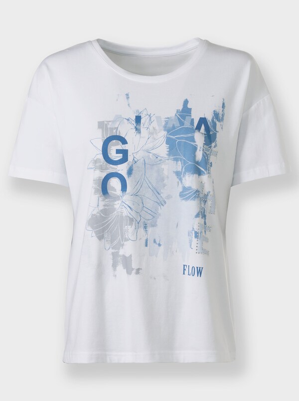 Patrizia Dini By Heine Shirt Met Print En Siersteentjes Wit