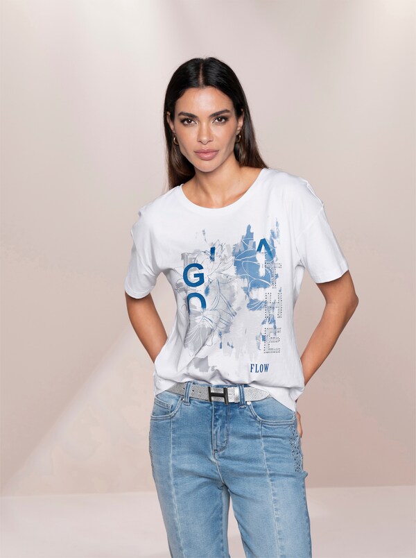 patrizia dini by heine Shirt met print en siersteentjes wit