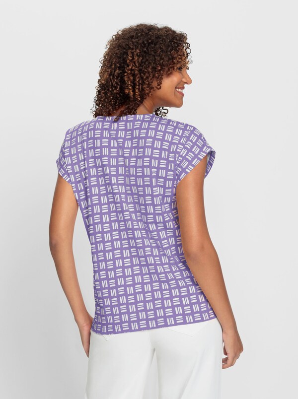 Patrizia Dini By Heine Shirt Met Print Van Puur Katoen Lavendel/ecru Bedrukt