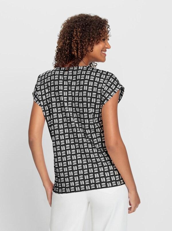 Patrizia Dini By Heine Shirt Met Print Van Puur Katoen Zwart/ecru Geprint