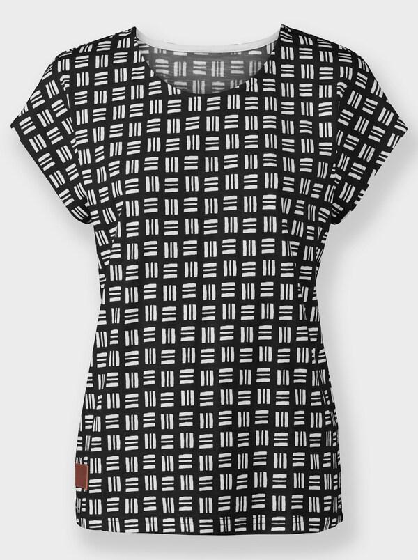 Patrizia Dini By Heine Shirt Met Print Van Puur Katoen Zwart/ecru Geprint