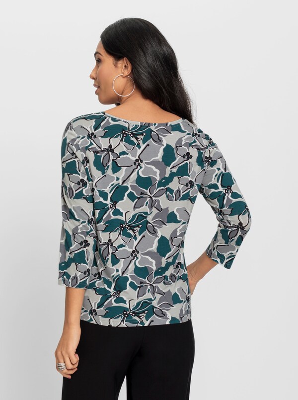 Patrizia Dini By Heine Shirt Met Print Van Viscose Lichtgrijs/petrol Bedrukt