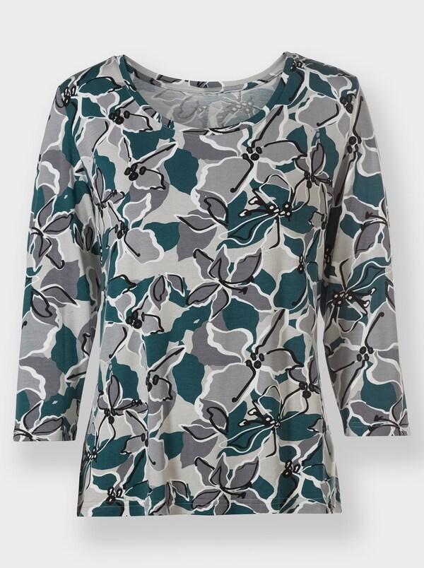 Patrizia Dini By Heine Shirt Met Print Van Viscose Lichtgrijs/petrol Bedrukt