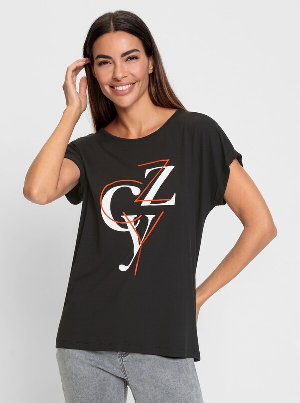 Patrizia Dini By Heine Shirt Met Print Zwart/ecru Geprint