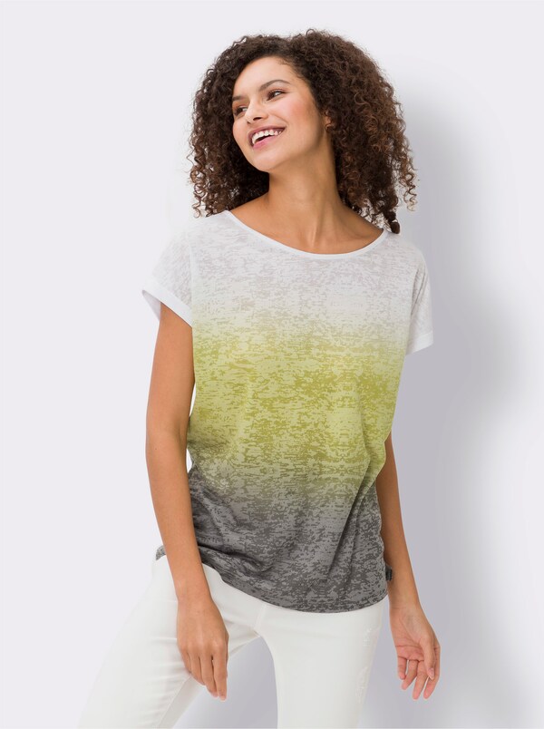 Patrizia Dini By Heine Shirt Met Ronde Hals Ecru/kaki Gedessineerd