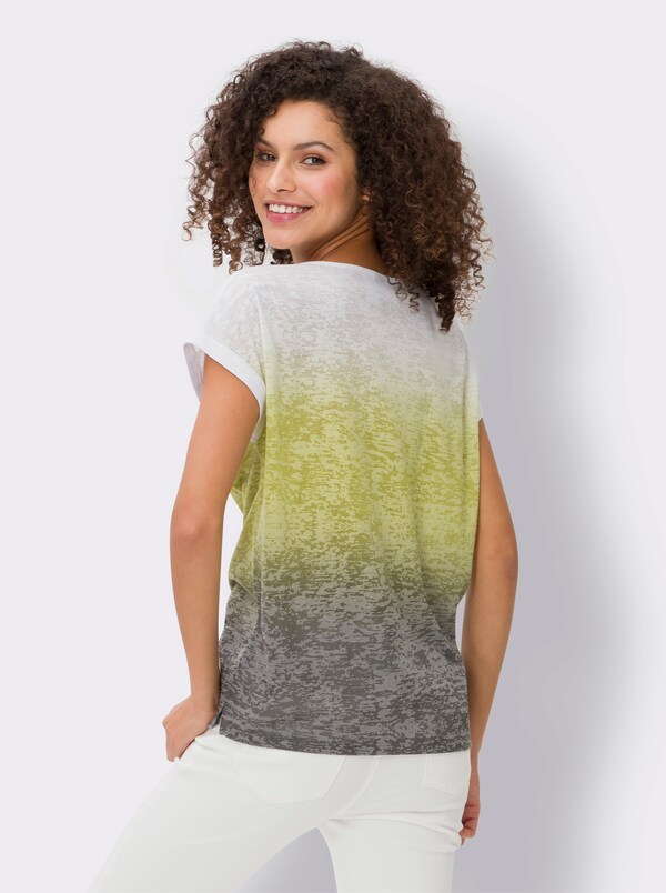 Patrizia Dini By Heine Shirt Met Ronde Hals Ecru/kaki Gedessineerd