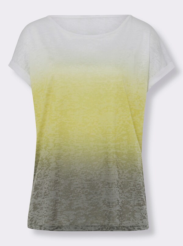 Patrizia Dini By Heine Shirt Met Ronde Hals Ecru/kaki Gedessineerd