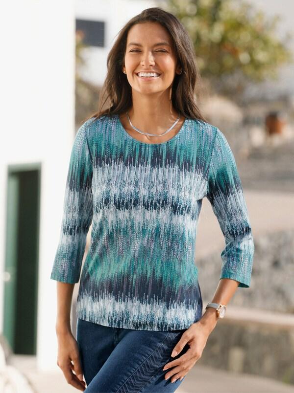 patrizia dini by heine Shirt met ronde hals en 3/4-mouwen marine/appelgroen bedrukt