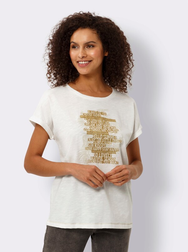 Patrizia Dini By Heine Shirt Met Ronde Hals En Glanzende Print Ecru