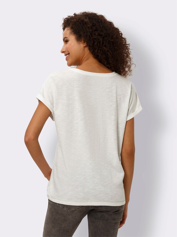 Patrizia Dini By Heine Shirt Met Ronde Hals En Glanzende Print Ecru