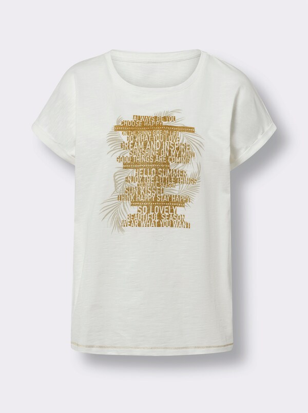 Patrizia Dini By Heine Shirt Met Ronde Hals En Glanzende Print Ecru