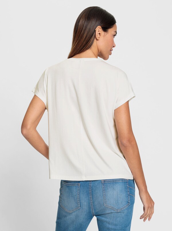 Patrizia Dini By Heine Shirt Met Ronde Hals En Glittersteentjes Ecru