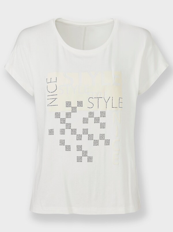 Patrizia Dini By Heine Shirt Met Ronde Hals En Glittersteentjes Ecru