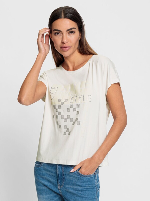 patrizia dini by heine Shirt met ronde hals en glittersteentjes ecru
