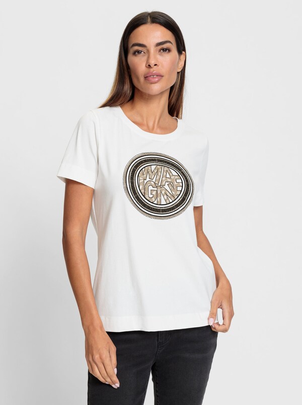 Patrizia Dini By Heine Shirt Met Ronde Hals En Siersteentjes Ecru