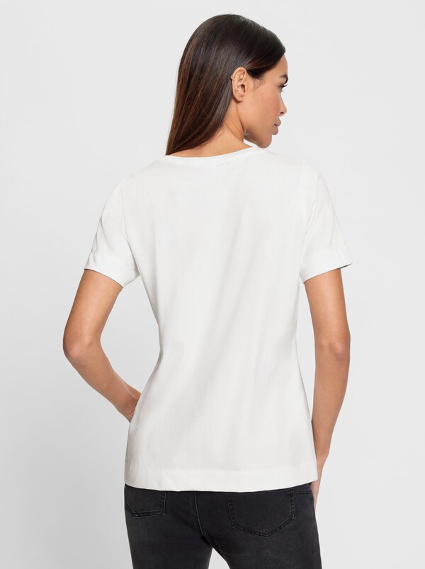 Patrizia Dini By Heine Shirt Met Ronde Hals En Siersteentjes Ecru