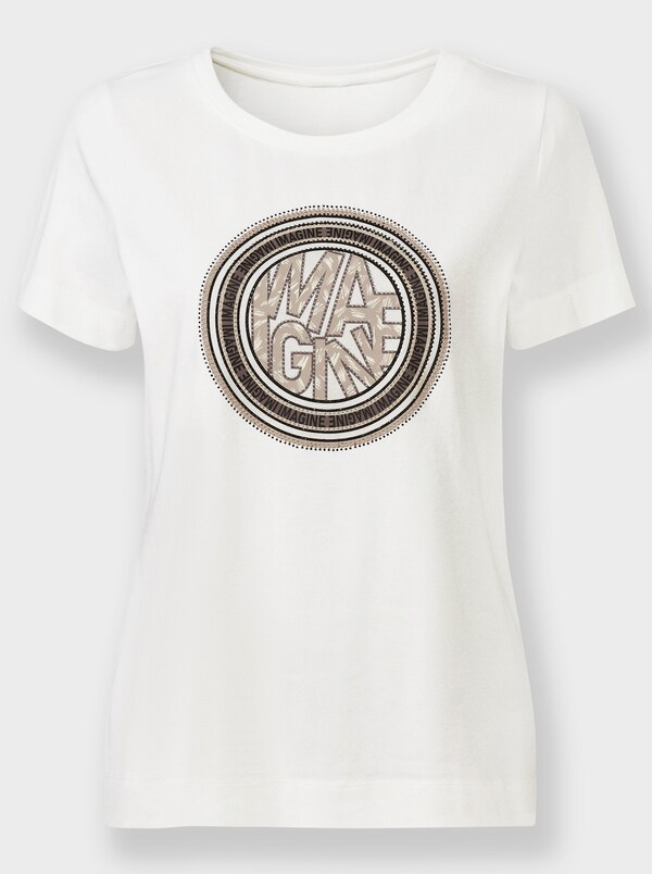 Patrizia Dini By Heine Shirt Met Ronde Hals En Siersteentjes Ecru