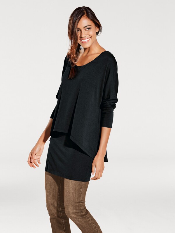 Patrizia Dini By Heine Shirt Met Ronde Hals En Vleermuismouwen Zwart