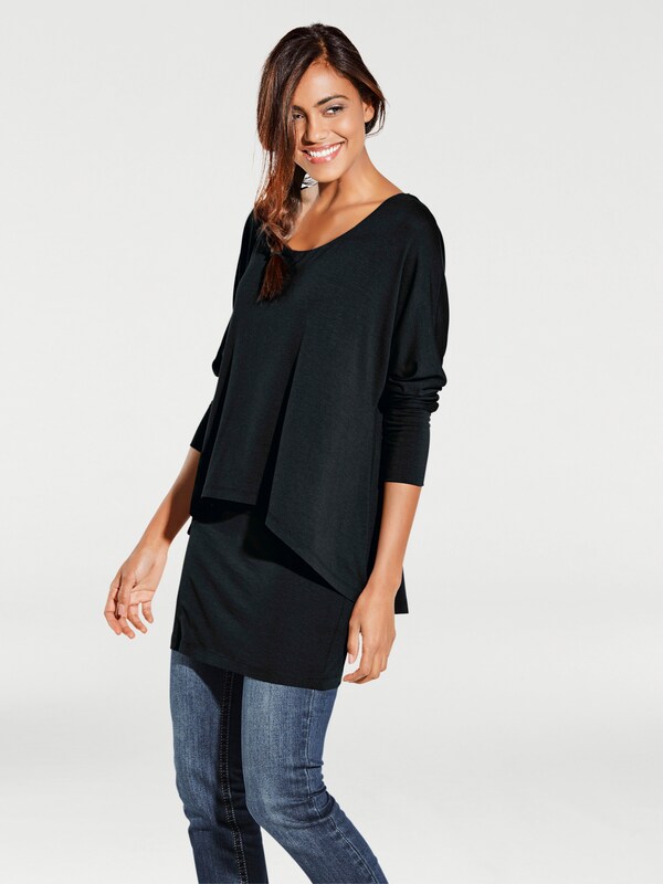 Patrizia Dini By Heine Shirt Met Ronde Hals En Vleermuismouwen Zwart