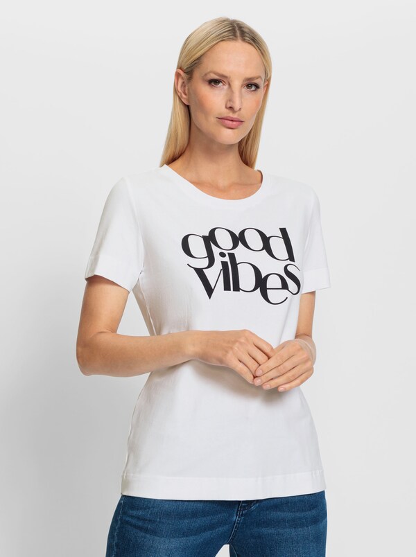 patrizia dini by heine Shirt met ronde hals licht getailleerd wit