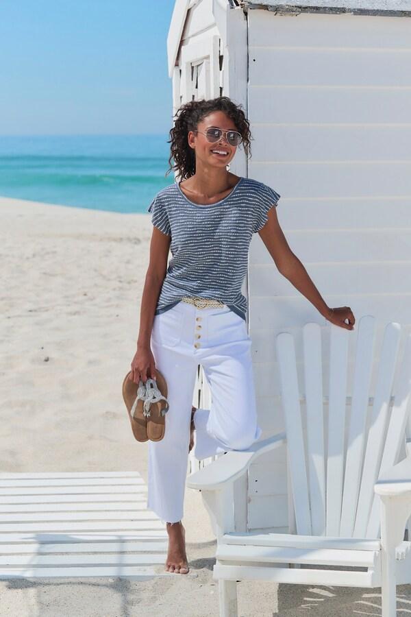 patrizia dini by heine Shirt met ronde hals rookblauw/crème