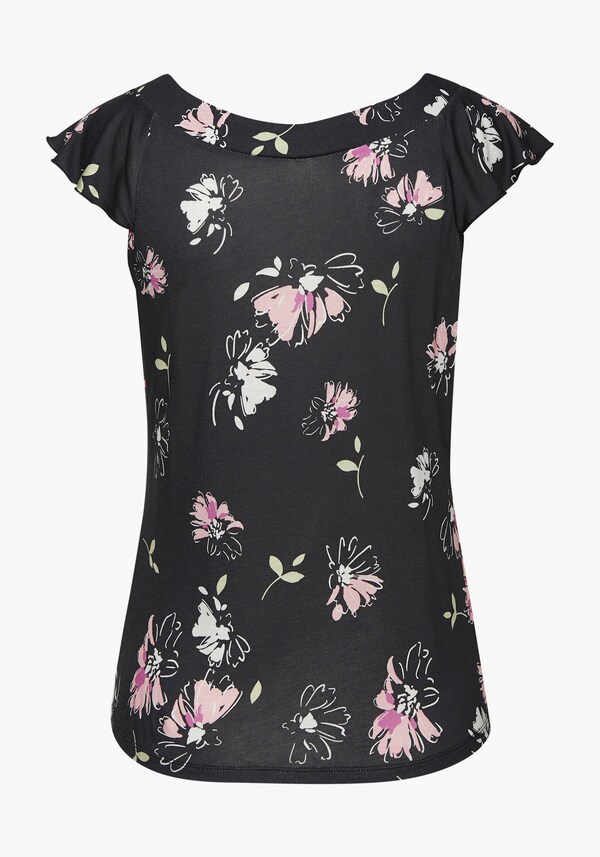 Patrizia Dini By Heine Shirt Met Ronde Hals Zwart/mauve Bedrukt