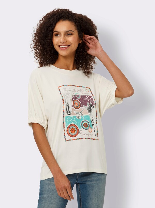 Patrizia Dini By Heine Shirt Met Vleermuismouwen En Folieprint Champagne/oranje Bedrukt