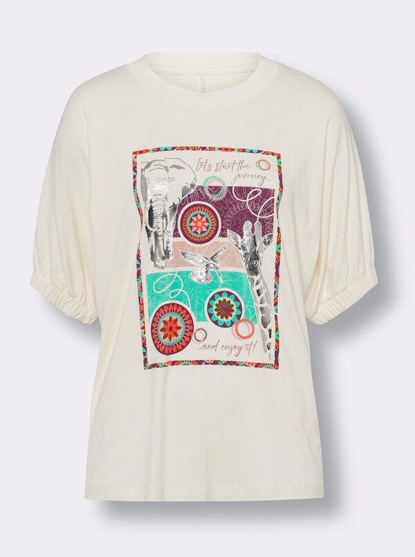 Patrizia Dini By Heine Shirt Met Vleermuismouwen En Folieprint Champagne/oranje Bedrukt