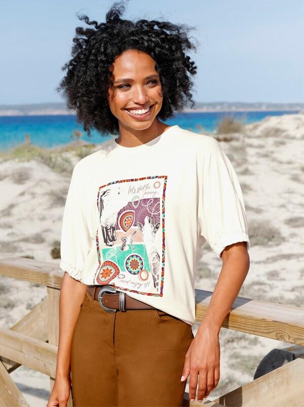 patrizia dini by heine Shirt met vleermuismouwen en folieprint champagne/oranje bedrukt