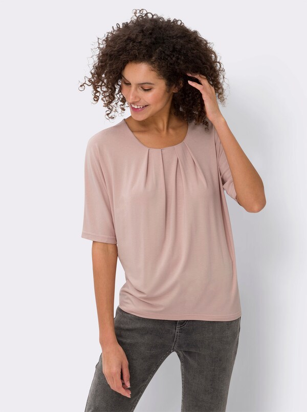 Patrizia Dini By Heine Shirt Met Vleermuismouwen En Ronde Hals Poudre