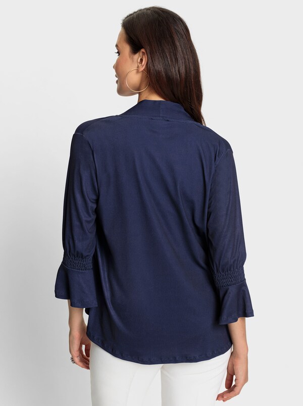 Patrizia Dini By Heine Shirtjasje Met Volants Aan De Mouwen Marine