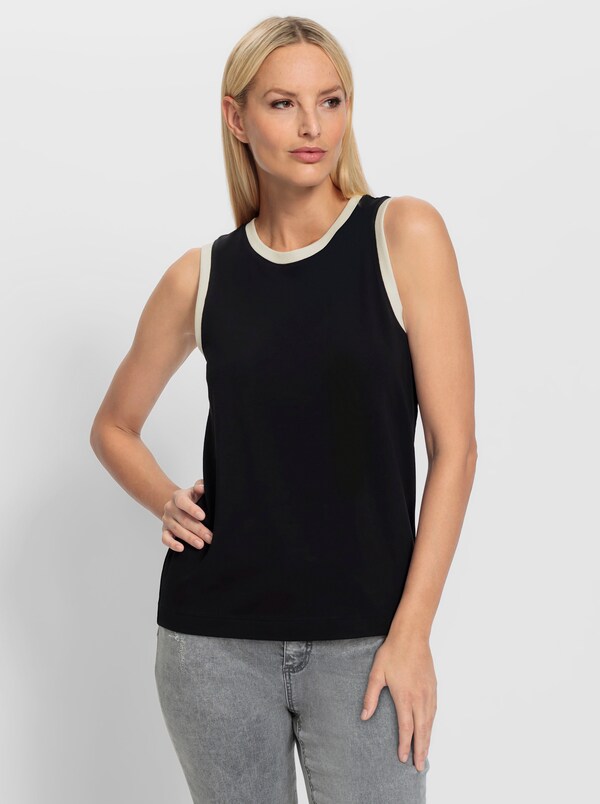Patrizia Dini By Heine Shirttop Met Contrastbiezen Zwart
