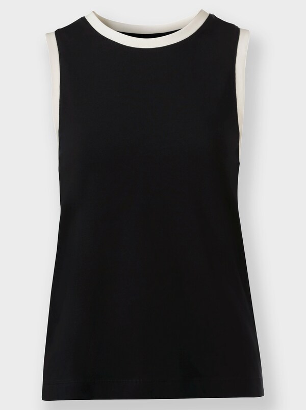 Patrizia Dini By Heine Shirttop Met Contrastbiezen Zwart