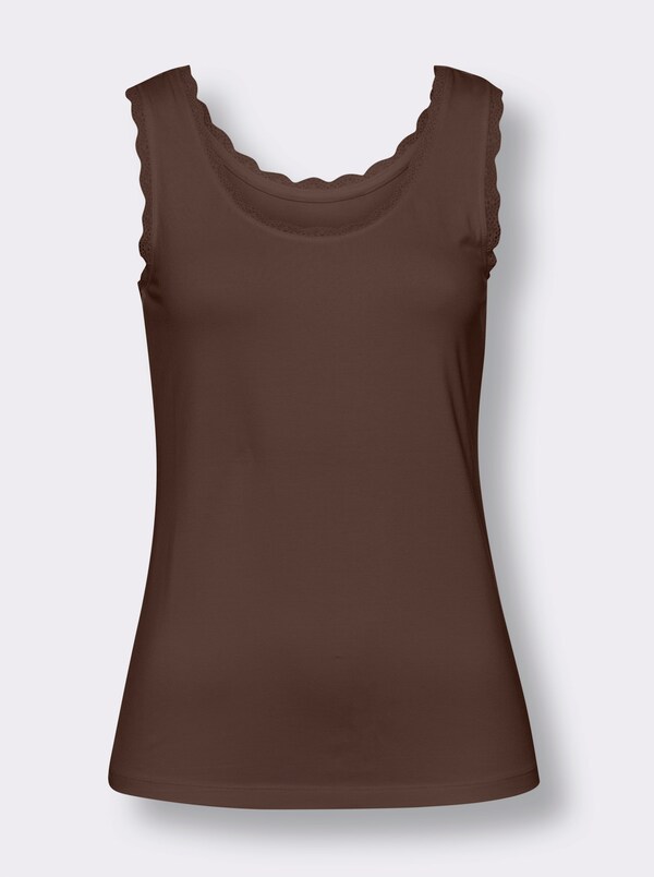 Patrizia Dini By Heine Shirttop Met Kantgarnering Chocolade