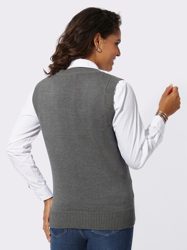 Patrizia Dini By Heine Slip-over Met Ribboorden Grijs Gemêleerd