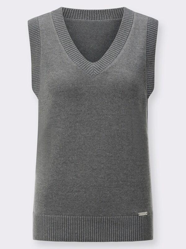 Patrizia Dini By Heine Slip-over Met Ribboorden Grijs Gemêleerd