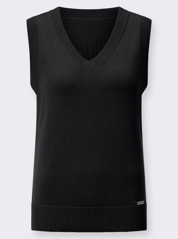 Patrizia Dini By Heine Slip-over Met Ribboorden Zwart