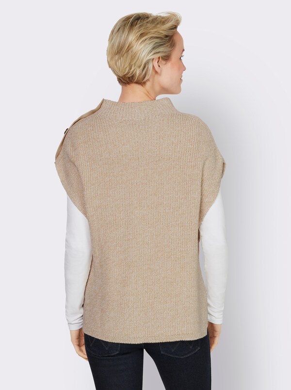 Patrizia Dini By Heine Slip-over Met Sierknoopsluiting Zand Gemêleerd