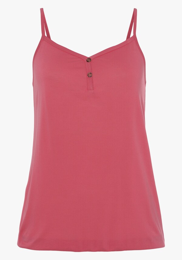 Patrizia Dini By Heine Spaghettitop Bedrukt Effen Bessenrood