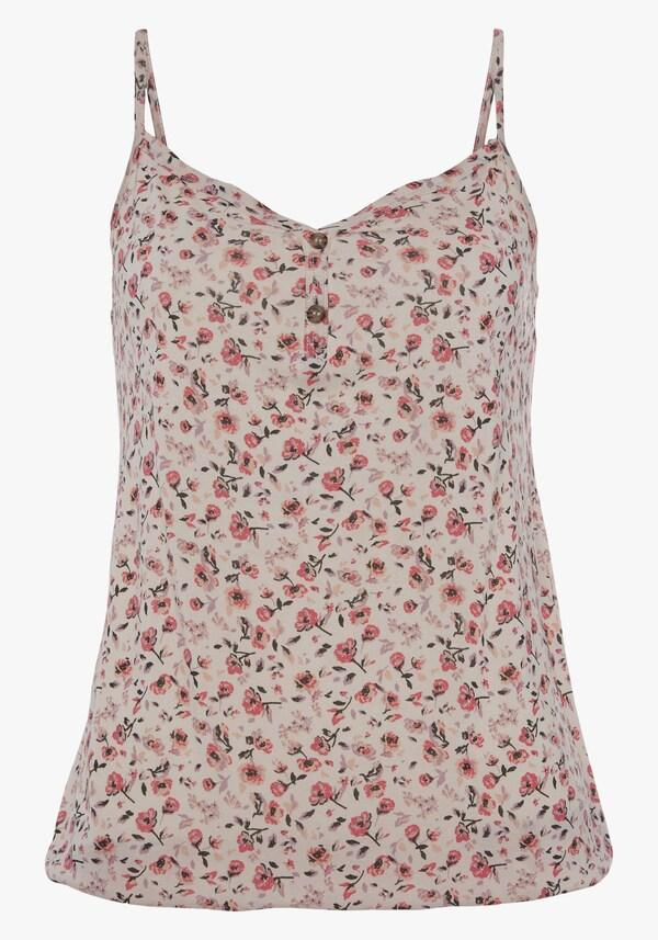 Patrizia Dini By Heine Spaghettitop Bedrukt Effen Bessenrood