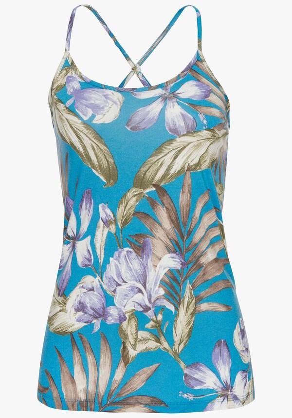 Patrizia Dini By Heine Spaghettitop Blauw/lila/groen Bedrukt