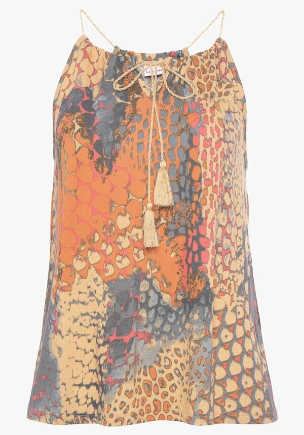 Patrizia Dini By Heine Strandtop Oranje/blauw Bedrukt