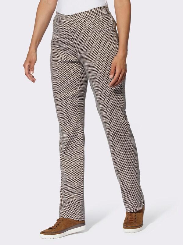 Patrizia Dini By Heine Stretchbroek In Kreukarme Kofferkwaliteit Chocolade/ecru Gedessineerd