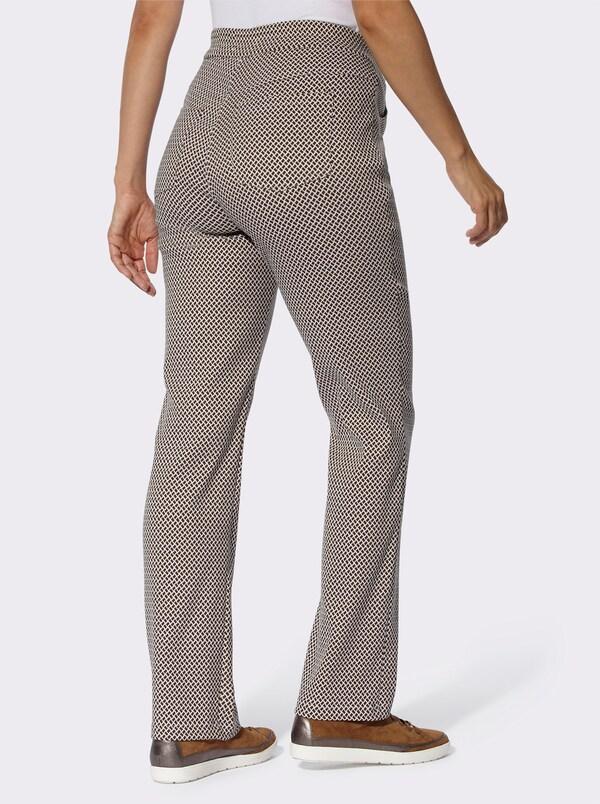 Patrizia Dini By Heine Stretchbroek In Kreukarme Kofferkwaliteit Chocolade/ecru Gedessineerd