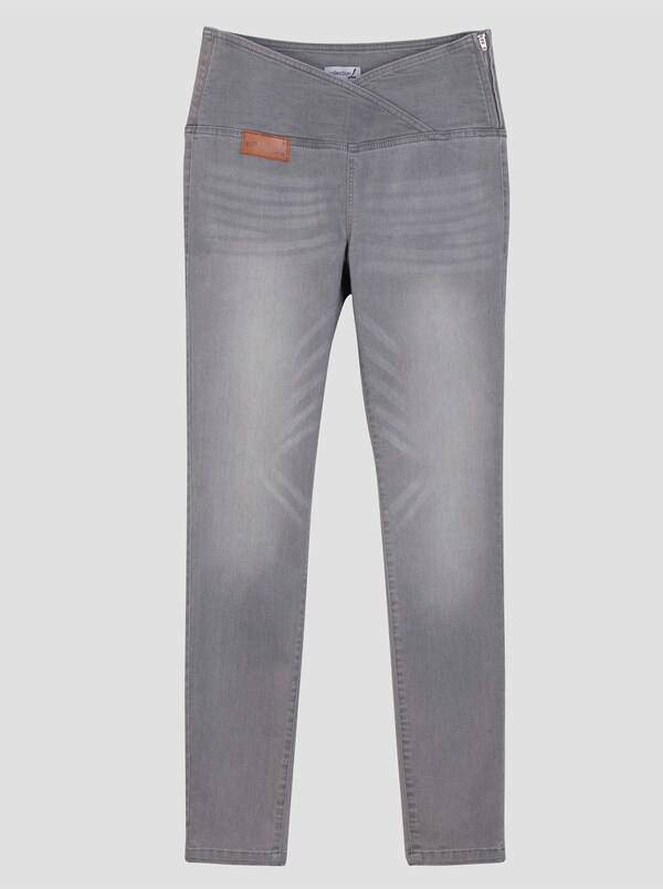 Patrizia Dini By Heine Stretchjeans Met Overlappende Band Light Grey-denim
