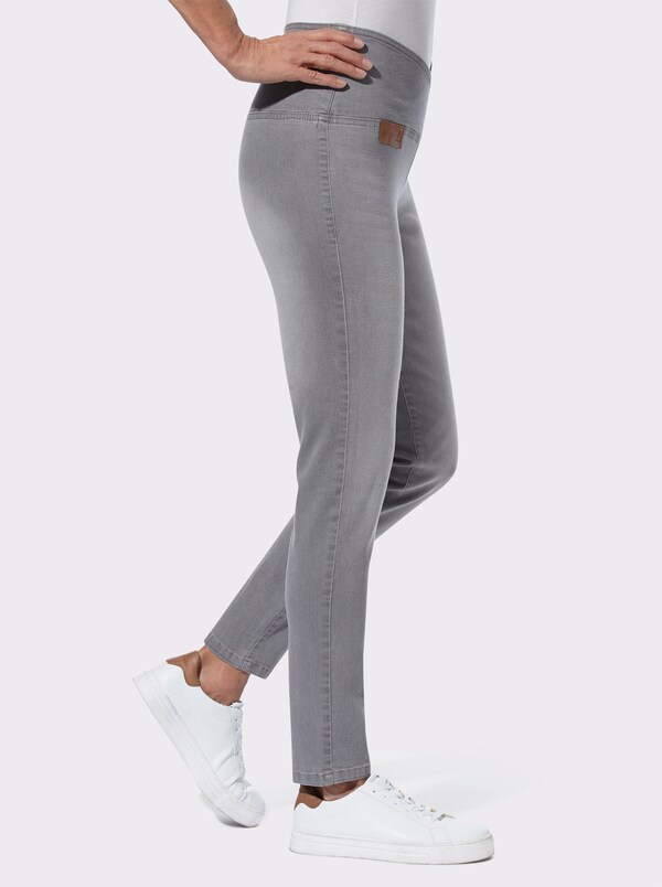Patrizia Dini By Heine Stretchjeans Met Overlappende Band Light Grey-denim